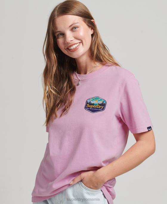 Superdry tricou de călătorie îmbrăcăminte roz femei JX0Z6192
