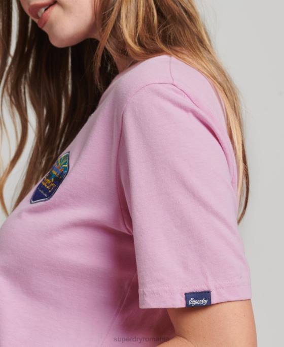 Superdry tricou de călătorie îmbrăcăminte roz femei JX0Z6192