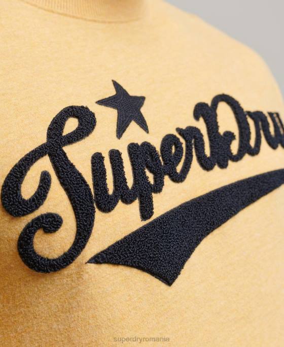 Superdry tricou de facultate în stil script vintage îmbrăcăminte galben bărbați JX0Z4922
