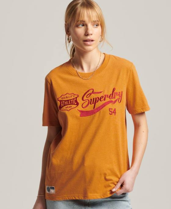Superdry tricou de facultate în stil script vintage îmbrăcăminte galben femei JX0Z2731