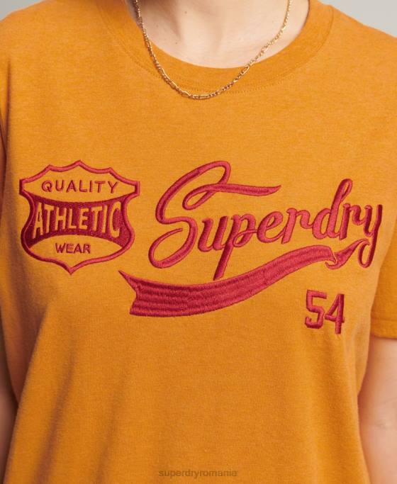 Superdry tricou de facultate în stil script vintage îmbrăcăminte galben femei JX0Z2731