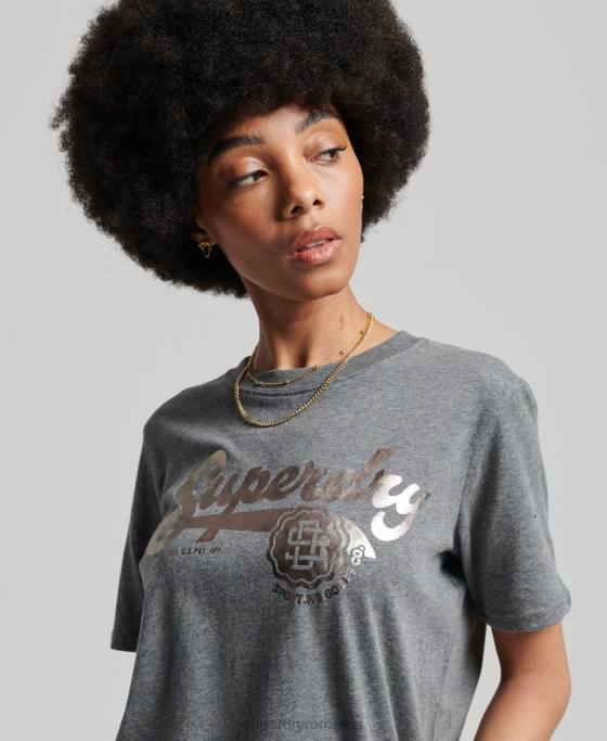 Superdry tricou de facultate în stil script vintage îmbrăcăminte gri femei JX0Z6258