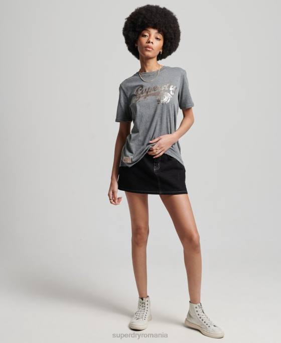 Superdry tricou de facultate în stil script vintage îmbrăcăminte gri femei JX0Z6258