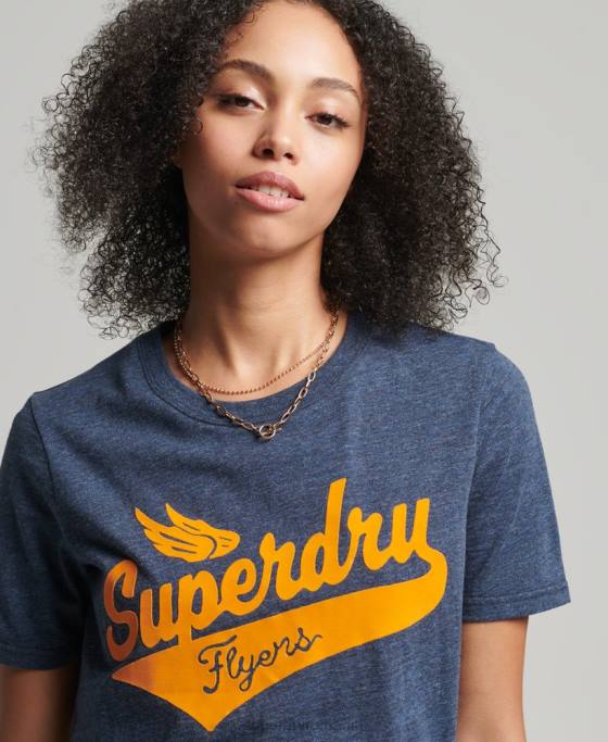 Superdry tricou de facultate în stil script vintage îmbrăcăminte marina femei JX0Z6283