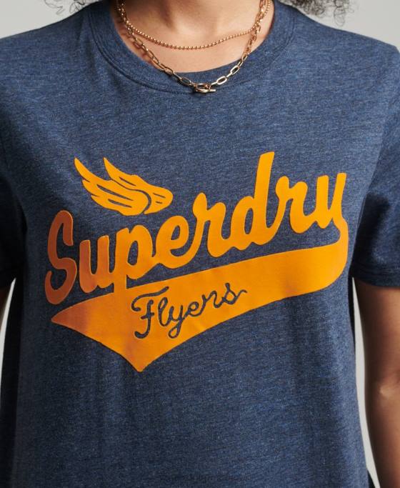 Superdry tricou de facultate în stil script vintage îmbrăcăminte marina femei JX0Z6283