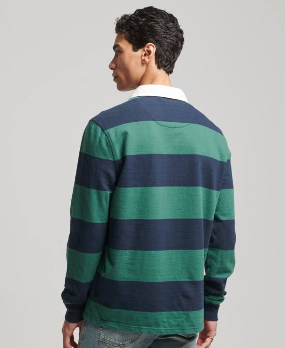 Superdry tricou de rugby cu mânecă lungă spălat îmbrăcăminte marina bărbați JX0Z239