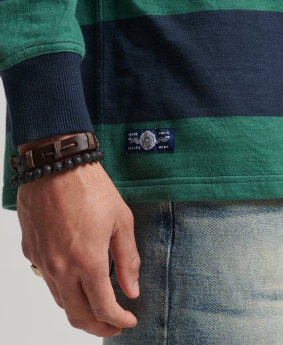 Superdry tricou de rugby cu mânecă lungă spălat îmbrăcăminte marina bărbați JX0Z239
