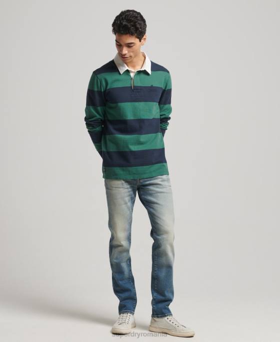 Superdry tricou de rugby cu mânecă lungă spălat îmbrăcăminte marina bărbați JX0Z239