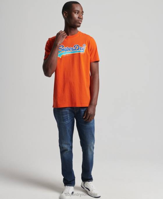 Superdry tricou de sezon cu logo vintage îmbrăcăminte portocale bărbați JX0Z4935