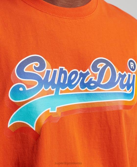 Superdry tricou de sezon cu logo vintage îmbrăcăminte portocale bărbați JX0Z4935
