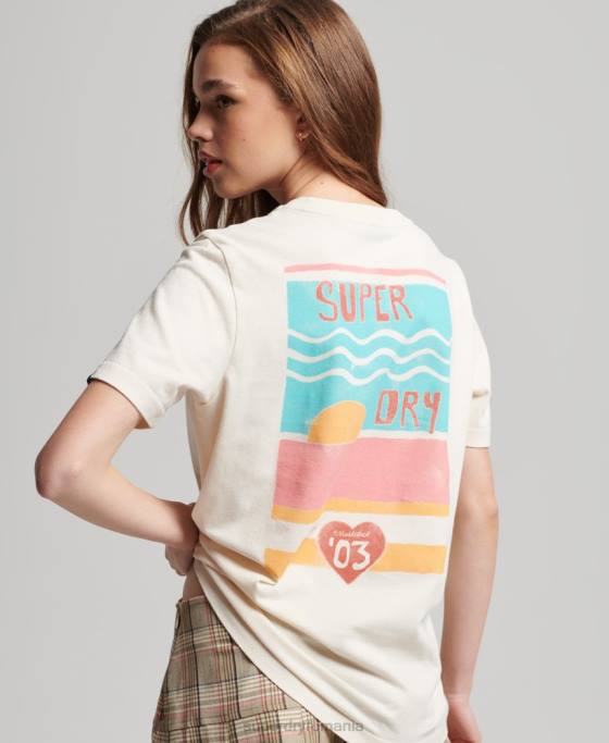 Superdry tricou decupat cali vintage îmbrăcăminte cremă femei JX0Z2147
