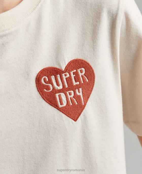 Superdry tricou decupat cali vintage îmbrăcăminte cremă femei JX0Z2147