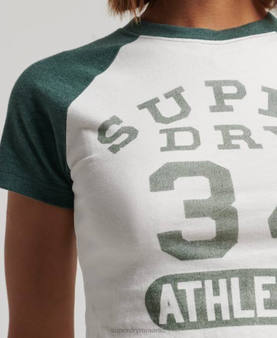 Superdry tricou decupat cu grafic pentru colegiu îmbrăcăminte alb femei JX0Z6216