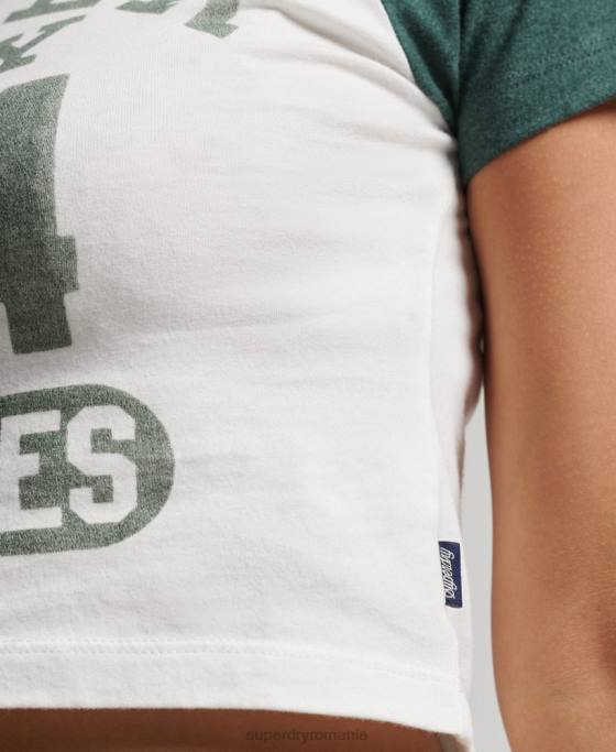 Superdry tricou decupat cu grafic pentru colegiu îmbrăcăminte alb femei JX0Z6216