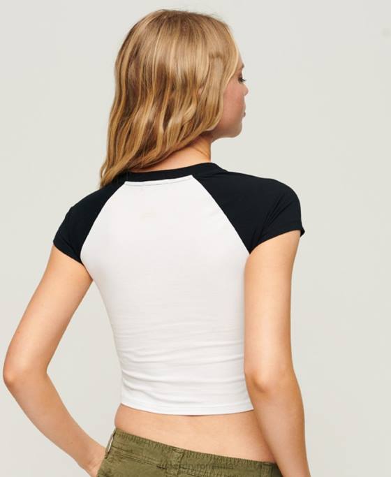 Superdry tricou decupat de baseball pentru bebeluși îmbrăcăminte alb femei JX0Z2152