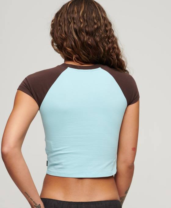 Superdry tricou decupat de baseball pentru bebeluși îmbrăcăminte albastru deschis femei JX0Z2060