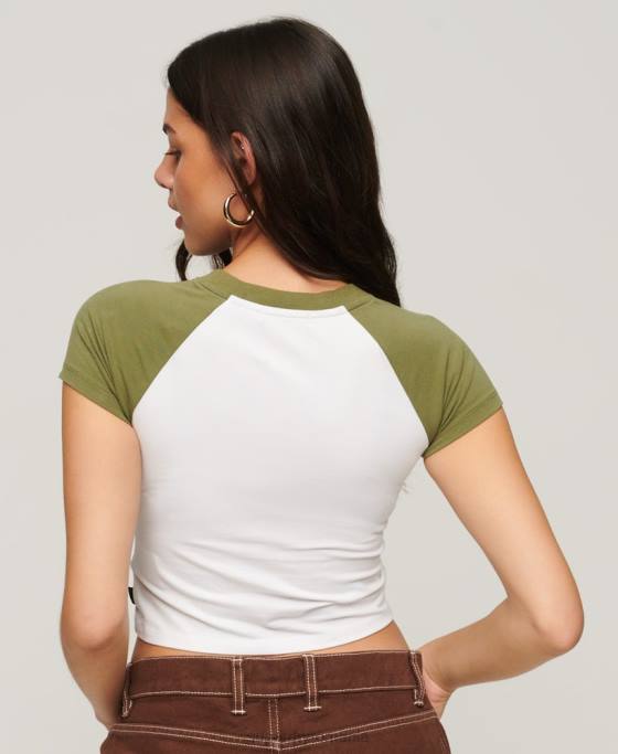 Superdry tricou decupat de baseball pentru bebeluși îmbrăcăminte verde femei JX0Z2100