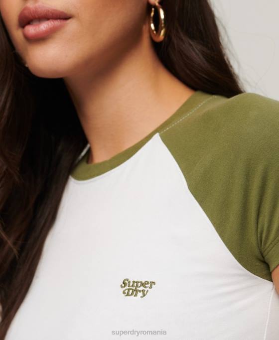 Superdry tricou decupat de baseball pentru bebeluși îmbrăcăminte verde femei JX0Z2100