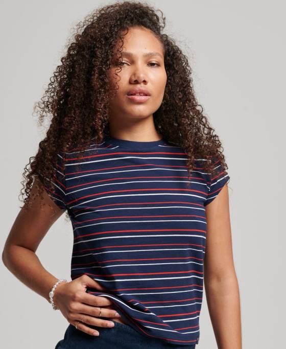 Superdry tricou decupat vintage îmbrăcăminte marina femei JX0Z6197