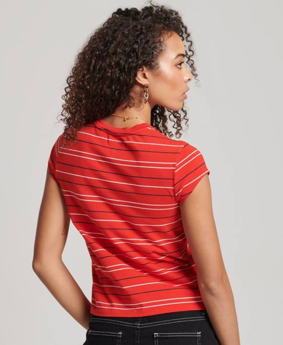 Superdry tricou decupat vintage îmbrăcăminte roșu femei JX0Z6195