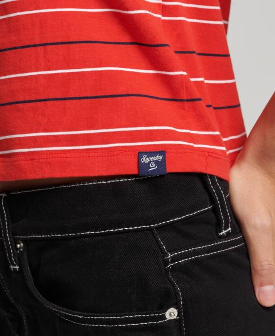 Superdry tricou decupat vintage îmbrăcăminte roșu femei JX0Z6195