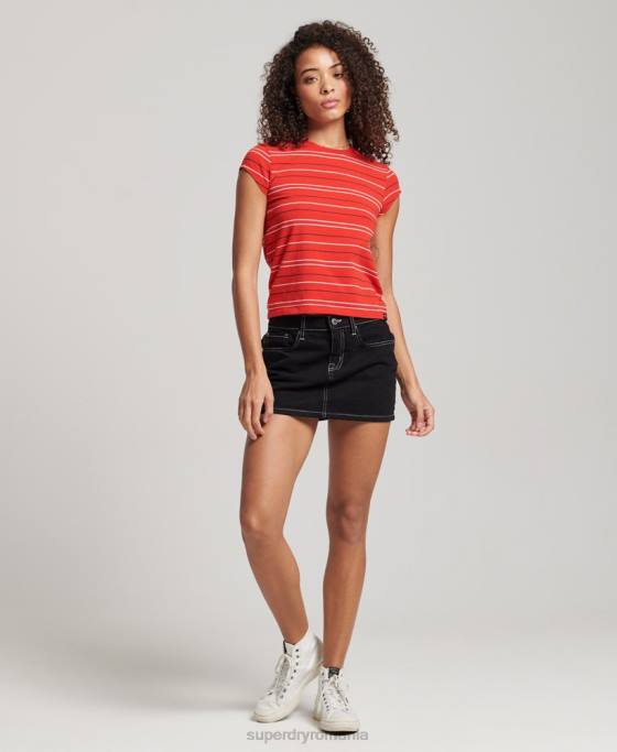 Superdry tricou decupat vintage îmbrăcăminte roșu femei JX0Z6195