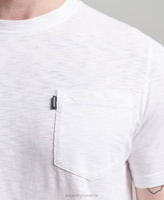 Superdry tricou din bumbac organic cu decolteu rotund îmbrăcăminte alb bărbați JX0Z4865