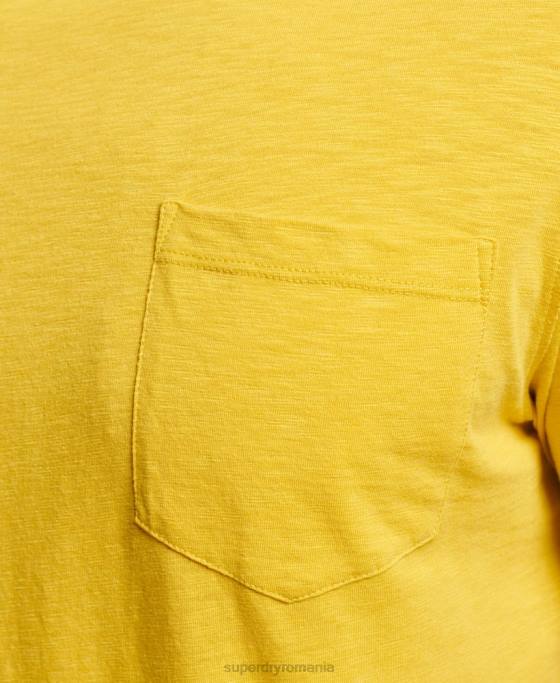 Superdry tricou din bumbac organic cu decolteu rotund îmbrăcăminte galben bărbați JX0Z4817