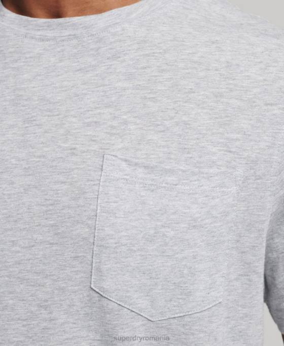 Superdry tricou din bumbac organic cu decolteu rotund îmbrăcăminte gri deschis bărbați JX0Z4833