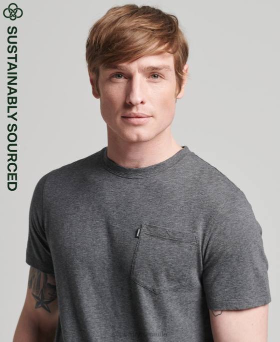 Superdry tricou din bumbac organic cu decolteu rotund îmbrăcăminte gri inchis bărbați JX0Z4910