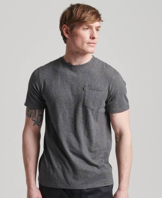 Superdry tricou din bumbac organic cu decolteu rotund îmbrăcăminte gri inchis bărbați JX0Z4910