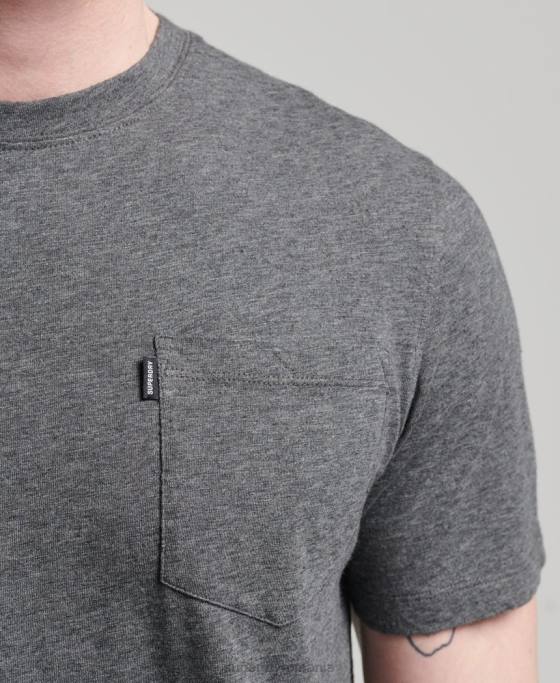 Superdry tricou din bumbac organic cu decolteu rotund îmbrăcăminte gri inchis bărbați JX0Z4910
