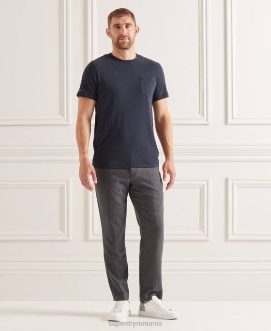 Superdry tricou din bumbac organic cu decolteu rotund îmbrăcăminte marina bărbați JX0Z4871