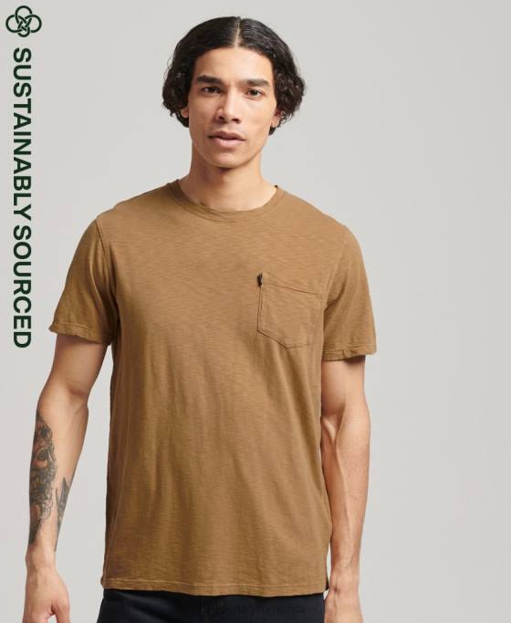 Superdry tricou din bumbac organic cu decolteu rotund îmbrăcăminte maro bărbați JX0Z4905