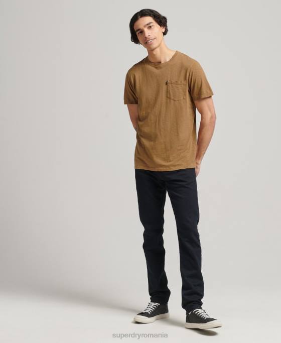 Superdry tricou din bumbac organic cu decolteu rotund îmbrăcăminte maro bărbați JX0Z4905