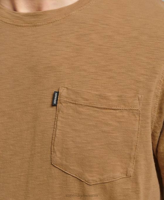 Superdry tricou din bumbac organic cu decolteu rotund îmbrăcăminte maro bărbați JX0Z4905