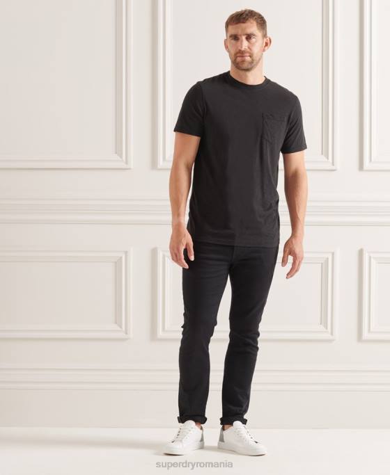 Superdry tricou din bumbac organic cu decolteu rotund îmbrăcăminte negru bărbați JX0Z4845