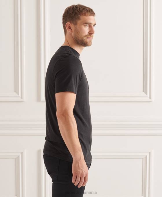Superdry tricou din bumbac organic cu decolteu rotund îmbrăcăminte negru bărbați JX0Z4845