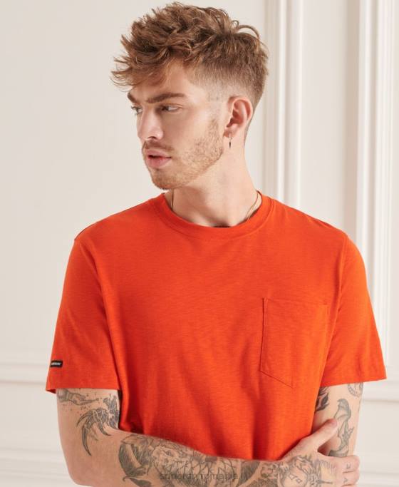Superdry tricou din bumbac organic cu decolteu rotund îmbrăcăminte portocale bărbați JX0Z4859