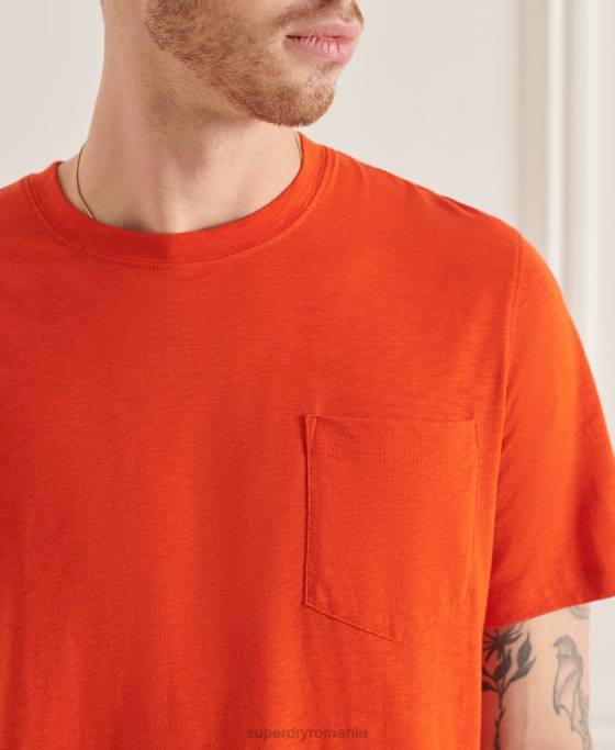Superdry tricou din bumbac organic cu decolteu rotund îmbrăcăminte portocale bărbați JX0Z4859
