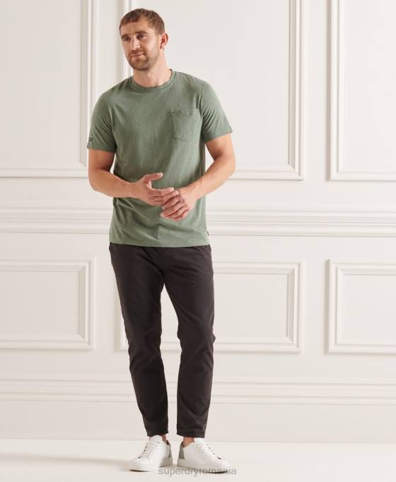 Superdry tricou din bumbac organic cu decolteu rotund îmbrăcăminte verde bărbați JX0Z4879