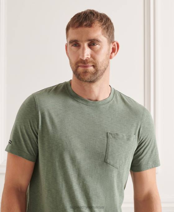 Superdry tricou din bumbac organic cu decolteu rotund îmbrăcăminte verde bărbați JX0Z4879