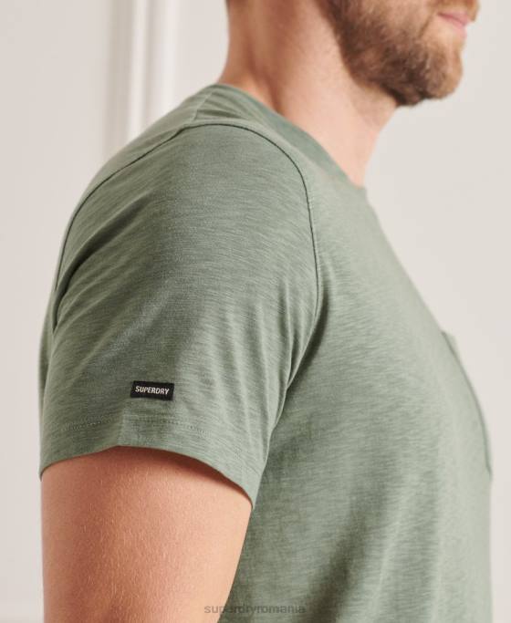 Superdry tricou din bumbac organic cu decolteu rotund îmbrăcăminte verde bărbați JX0Z4879
