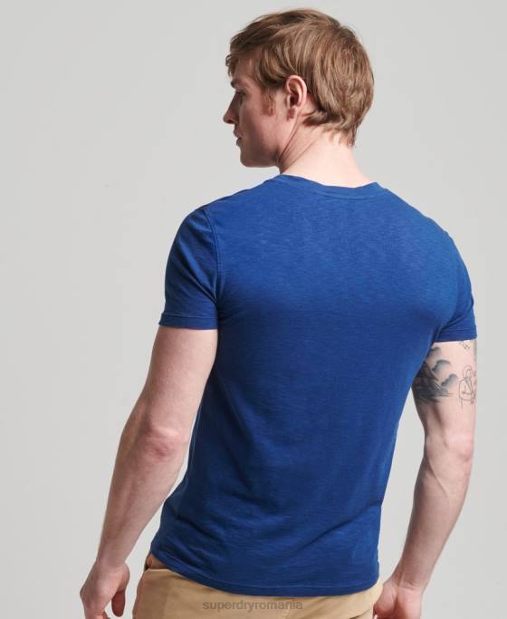 Superdry tricou din bumbac organic cu decolteu în V cu buzunar slub îmbrăcăminte albastru bărbați JX0Z4877