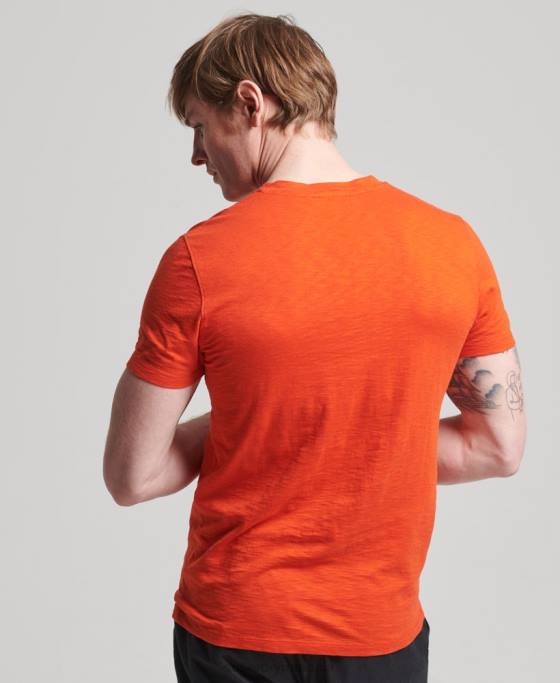 Superdry tricou din bumbac organic cu decolteu în V cu buzunar slub îmbrăcăminte portocale bărbați JX0Z4810