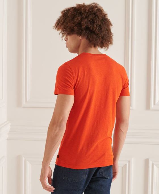 Superdry tricou din bumbac organic cu decolteu în V cu buzunar slub îmbrăcăminte portocale bărbați JX0Z4837
