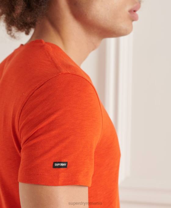 Superdry tricou din bumbac organic cu decolteu în V cu buzunar slub îmbrăcăminte portocale bărbați JX0Z4837