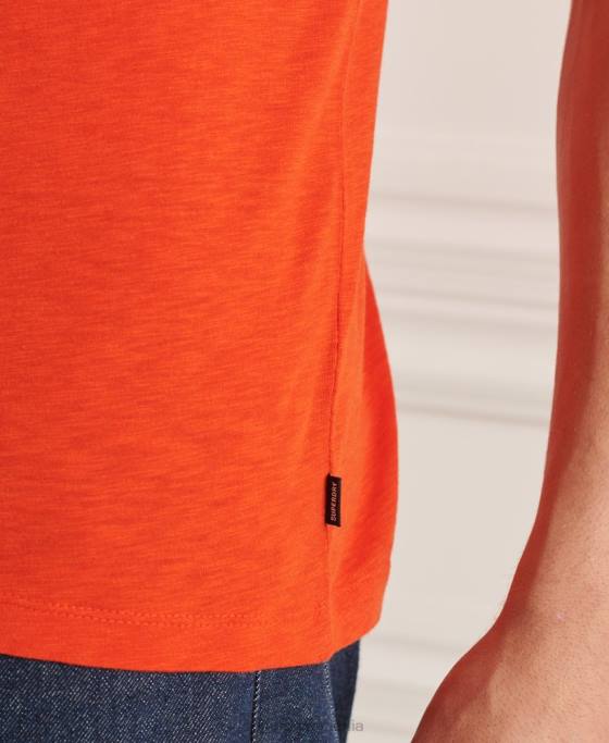 Superdry tricou din bumbac organic cu decolteu în V cu buzunar slub îmbrăcăminte portocale bărbați JX0Z4837