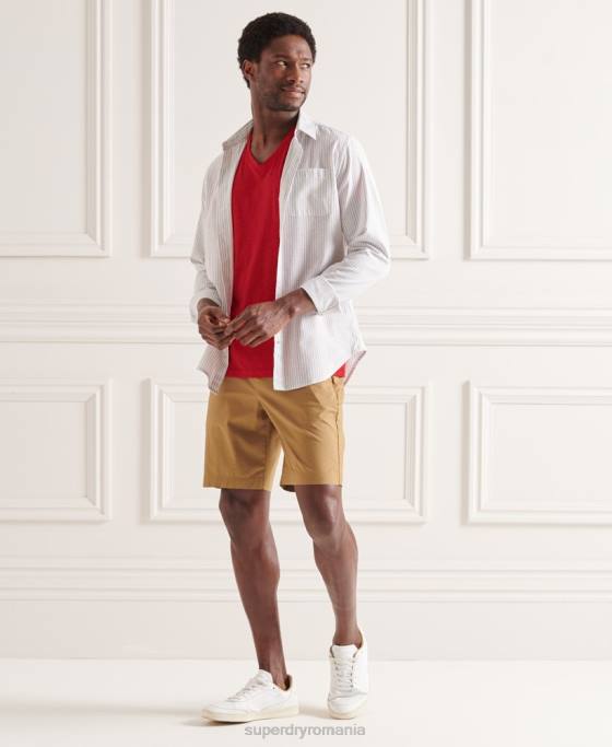 Superdry tricou din bumbac organic cu decolteu în V cu buzunar slub îmbrăcăminte roșu bărbați JX0Z4834