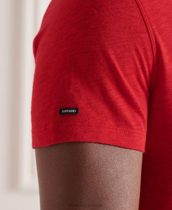 Superdry tricou din bumbac organic cu decolteu în V cu buzunar slub îmbrăcăminte roșu bărbați JX0Z4834